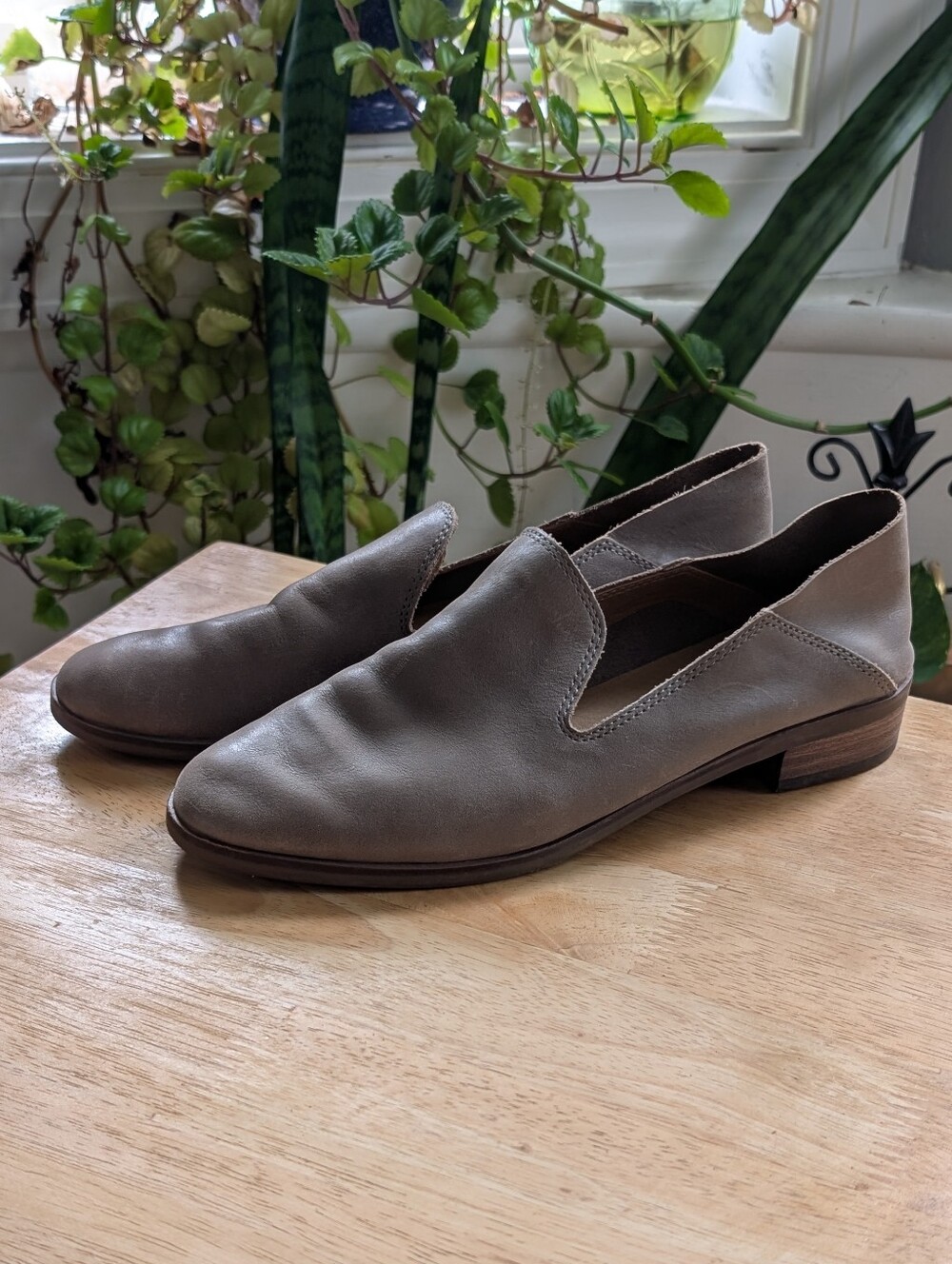 Lucky Brand Women's Slip-On Leather Loafers in Taupe Gray - LK Cahill